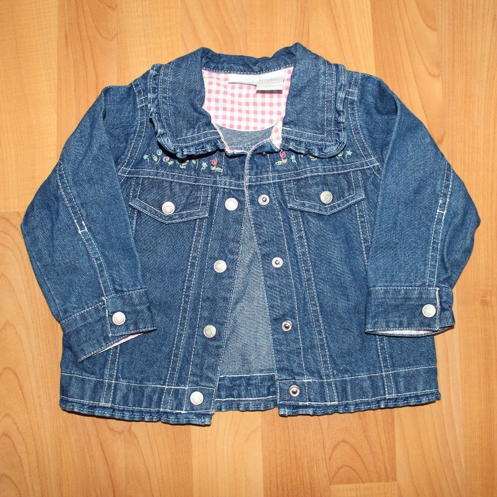 Cherokee Girls 12 M Denim Jacket Ruffled Collar